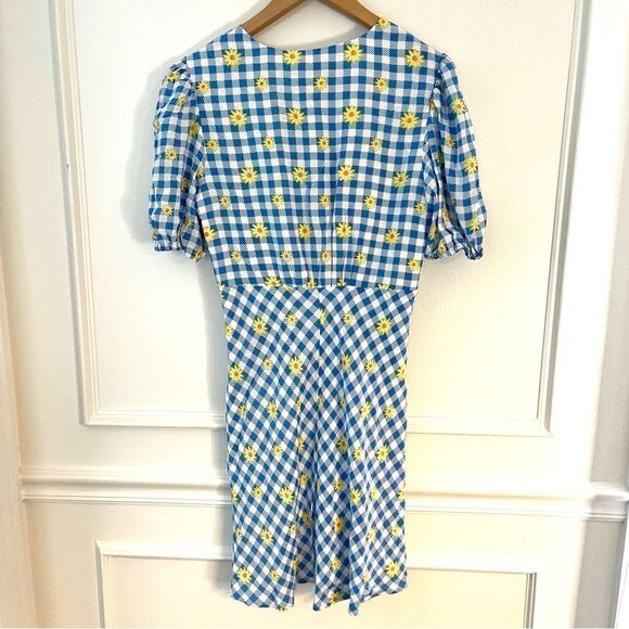 Staud Milla Print Mini Dress in Gingham Daisy Plaid Dress, Size 10 NWT - Picture 9 of 12